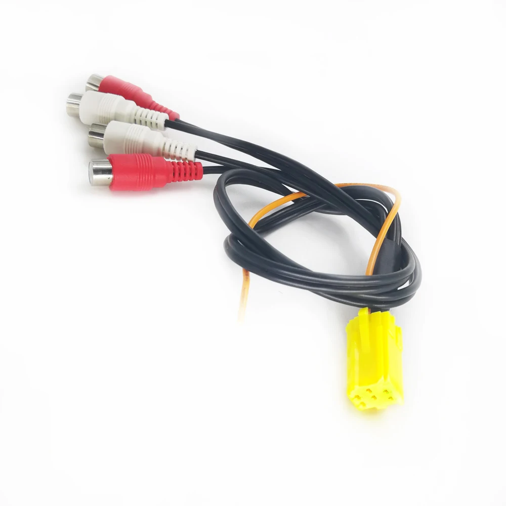 Biurlink MINI ISO 6Pin Out 4 Chinch Kabel RCA Cable 4RCA Line For Peugeot Volkswagen Skoda Ford In VDO Becker