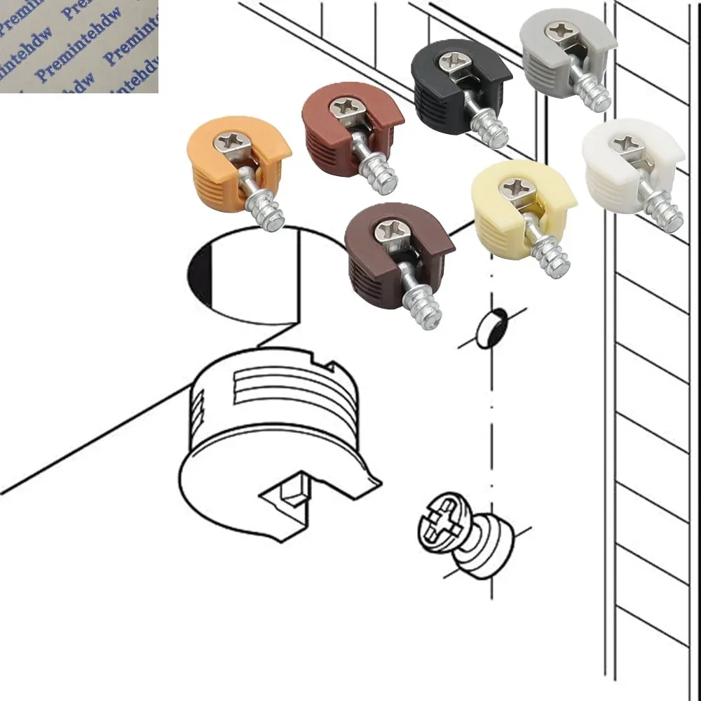 

100Pcs Flush Cam Locking Cabinet Shelf Stud Pin Connector For Bookshelf Cupboard Closet