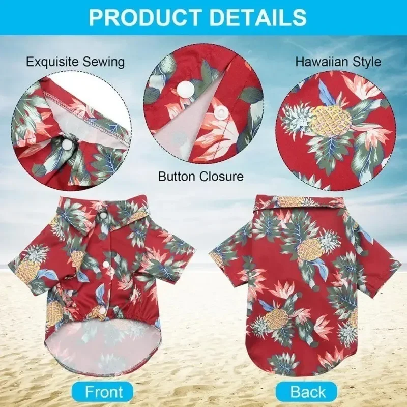 Hawaii Beach Casual Shirt for Pets, Big Dog, Puppy, Pineapple, Coconut Tree, Cat Clothing Supplies