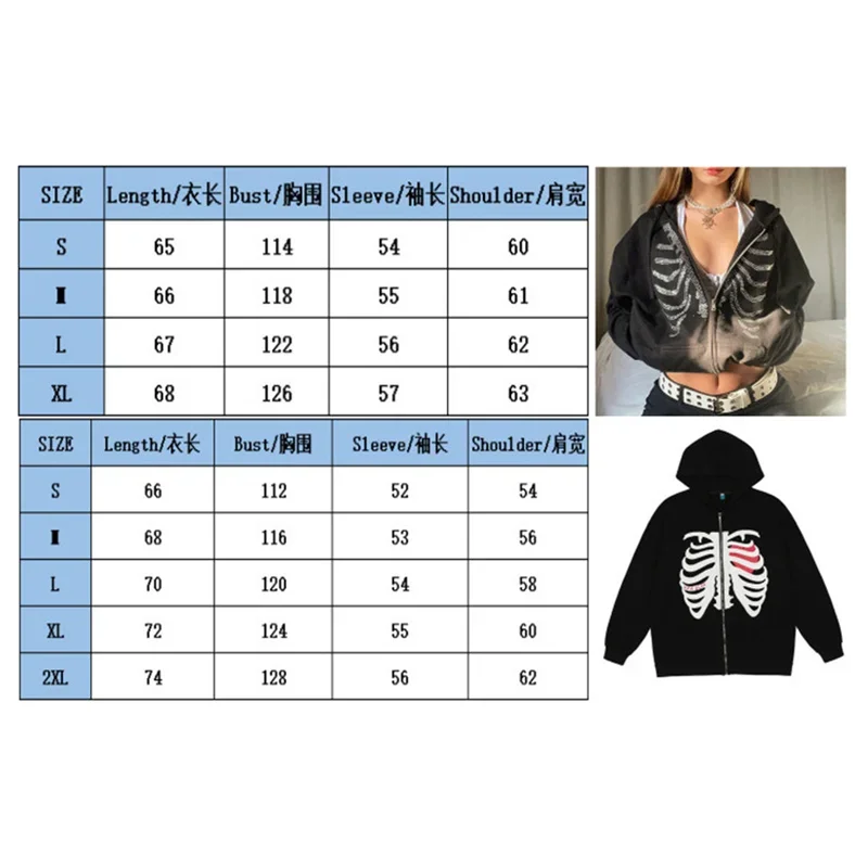 Y2K Clothes Zip Up Hoodies For Women Jackets Grunge Sweatshirt Sudaderas Streetwear 2023 Autumn Hooded for Teen Girls Ropa Mujer