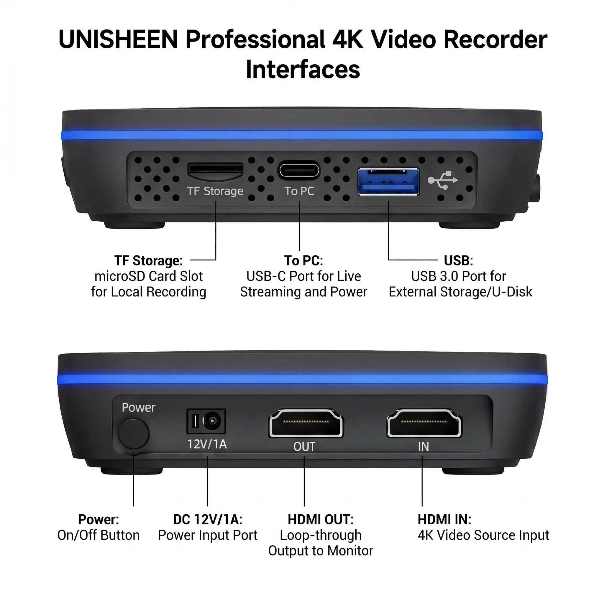 UNISHEEN 4K Capture Box Mini, Dispositivo de Grabación de Video, Cámara Independiente, Caja de Captura de Pantalla HDMI, OBS VMIX