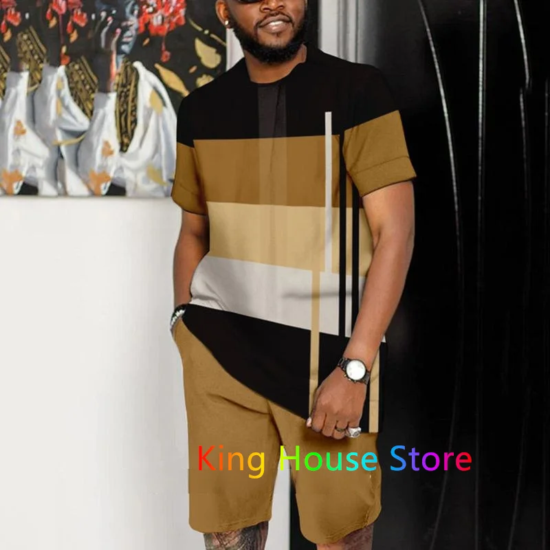 Summer Sportwear Suit Short Sleeve TShirt short Pants Jogger Set Men 2 Piece Set Tracksuit 3D Trend Oversized Man Outfit Clothes