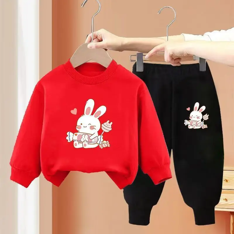 

Autumn Baby Boy Clothes Fashion Printed T-shirts and Pants 2 Pieces Set Children Girls Casual Top Bottom Outfits Tracksuits