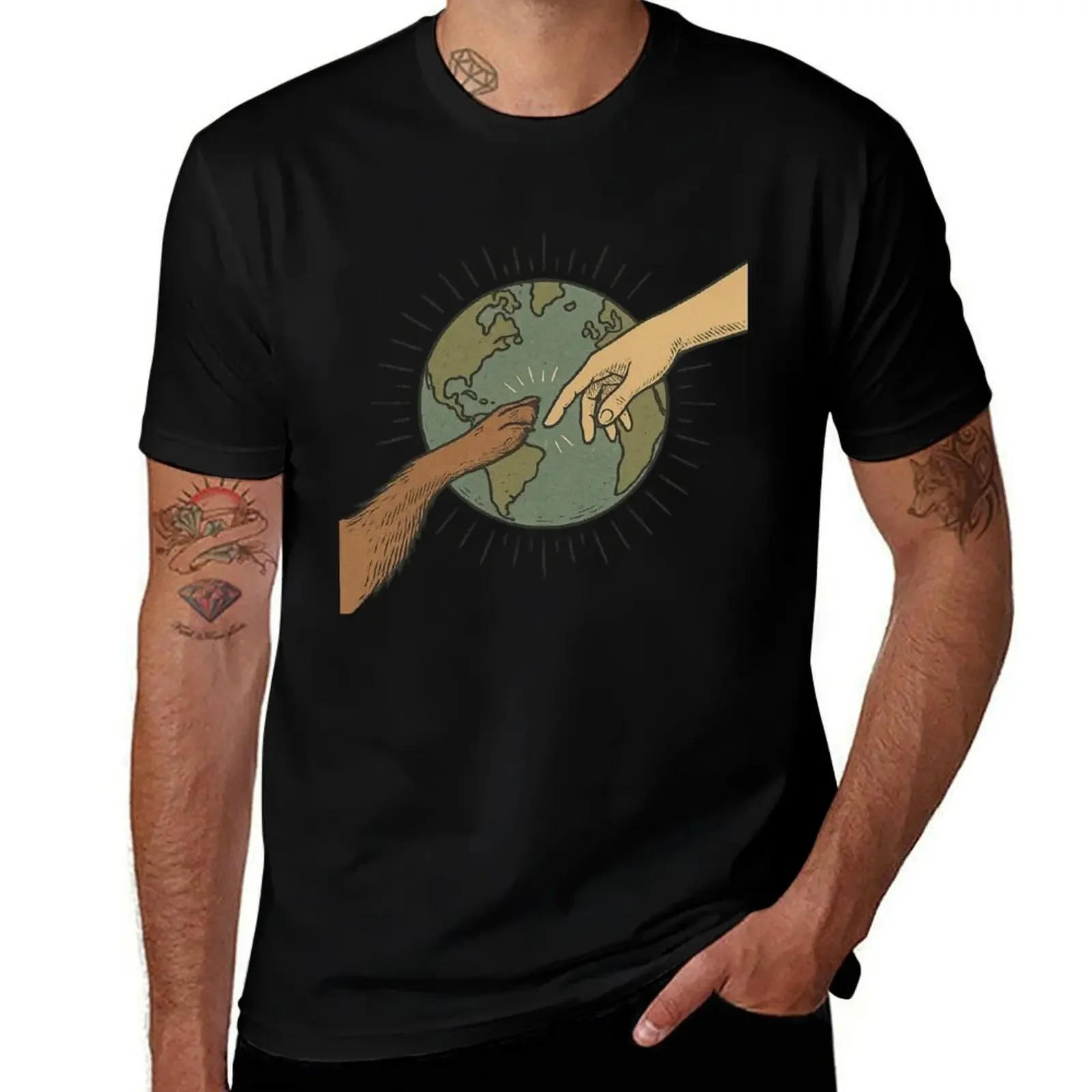 

We Touch the Same Earth – Connection Beyond Species T-Shirt aesthetic clothes man clothes anime tshirt mens t shirts pack
