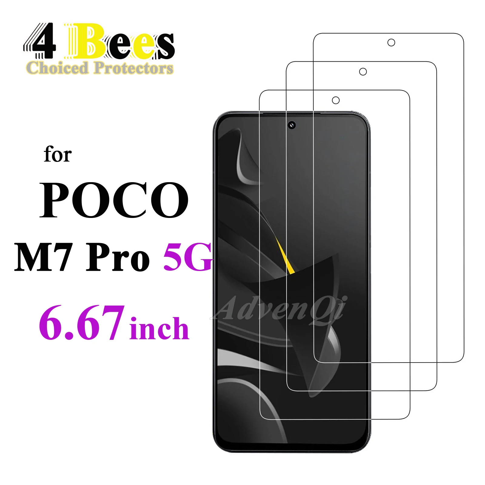 1–4 Stück gehärtetes Glas für POCO M7 PRO 5G Displayschutzfolie, schützender Mica-Kristall, kratzfest, case-freundlich