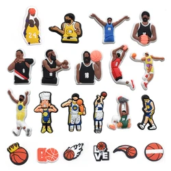 1pcs Basketball Shoe Charms Accessories PVC Cool Ball-game Star Jibz Wholesale Slippers Souvenir Decoration Kid X-mas Party Gift