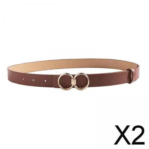 

2X Women Men Belt Lady Decorative Belt PU Leather Belt for Skirts Pants