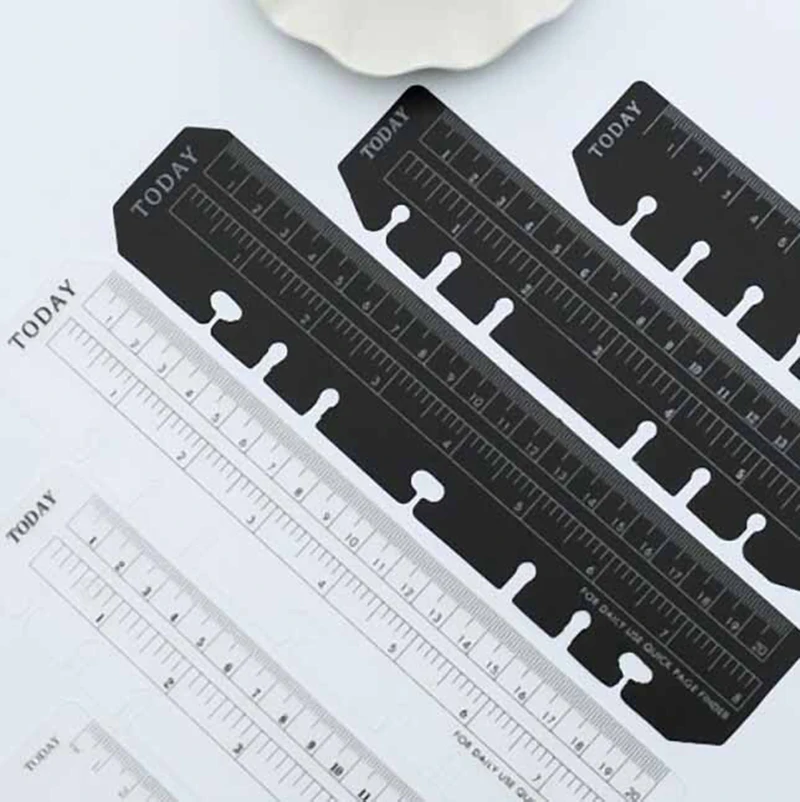 A5 A6 A7 2pcs Black White Bookmark Rulers Thickened 60 Silk DIY Loose-leaf Notebook Standard 6 Holes Quick Page Finder