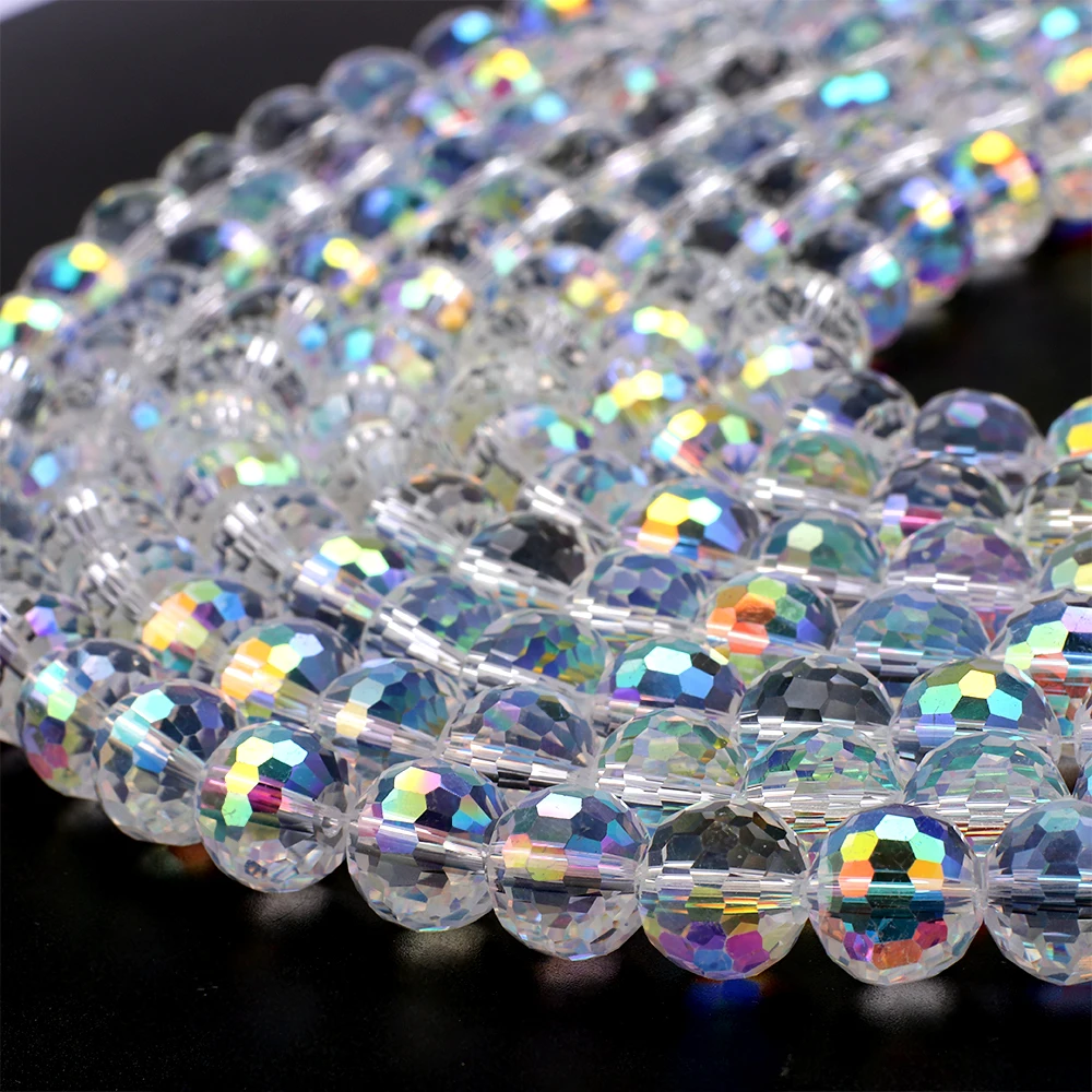 6 8 10 12 14 16mm 96Facets Ball Crystal Glass Loose Spacer Round Beads Crafts For DIY Making Bracelet Necklace Jewelry Accessory