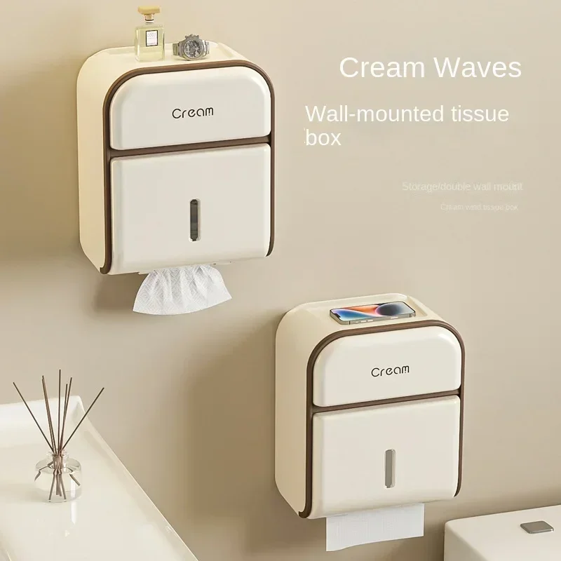 

Wall-mounted Toilet Tissue Box, Waterproof Tissue Box, Bathroom Toilet Paper Holder, Two-layer Multipurpose Toilet Storage Rack