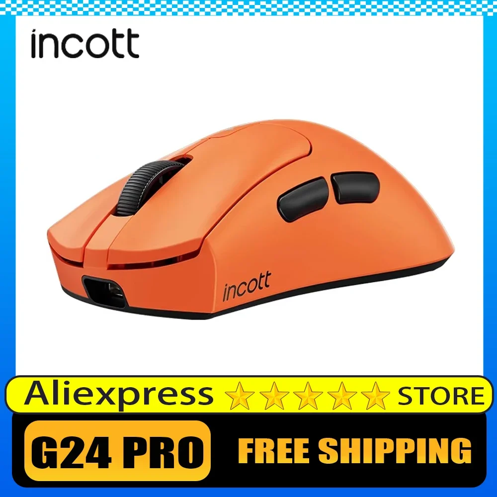 Incott G24 Pro Wireless Mouse 8k Paw3950 Sensor Dual Mode Fast Charge Gaming Mouse Ergonomics Custom Mice Office Pc Accessories