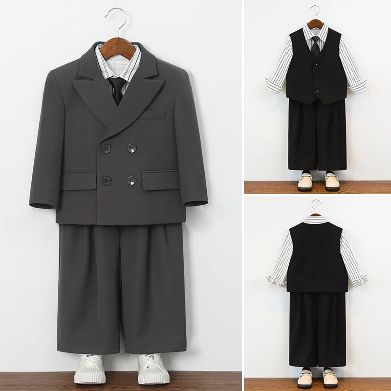 

Boys Formal Suit Dress Children Handsome Host Small Suit Set Baby Stage Catwalk Birthday Photography Party Performance Clothes