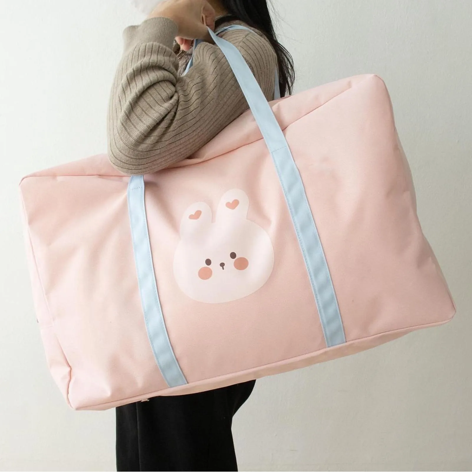 ZK40 Children Clothing Organizer Bag Waterproof Dustproof Organization Large Capacity Clothes Folding Bag Organizer Pink Bunny