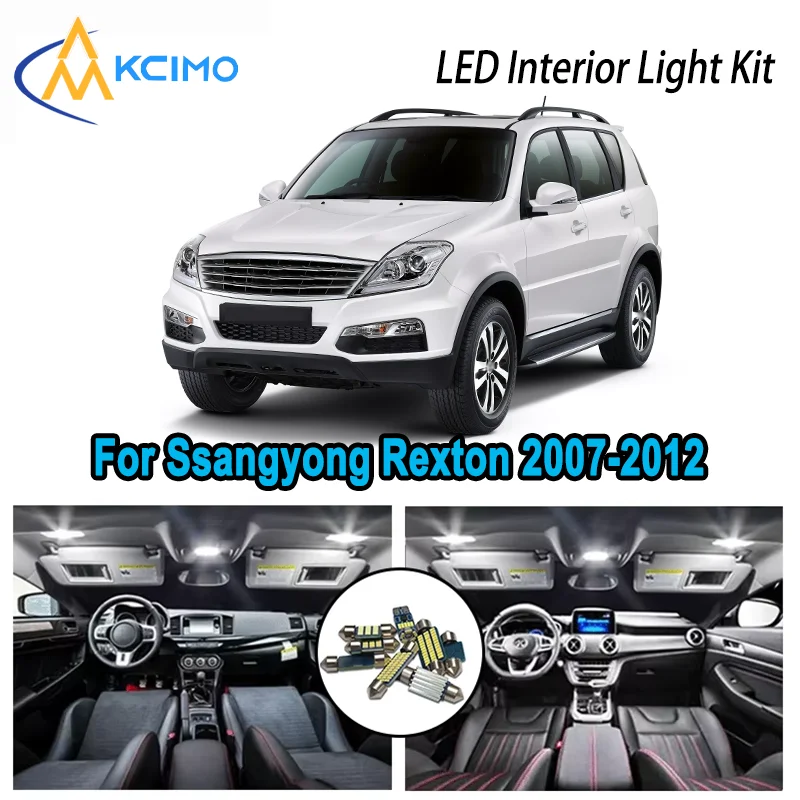 

High-Quality LED Interior Kit for Ssangyong Rexton 2007-2012 2008 2009 2010 Premium Error-Free Dome Map Trunk Automotive Lamps