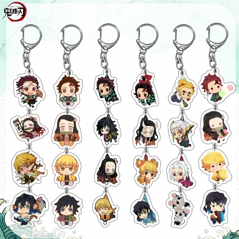 

Anime Demon Slayer Figure Keychain Cute Kamado Tanjirou Agatsuma Zenitsu Keychain Cosplay Acrylic Keyring Souvenir Gift