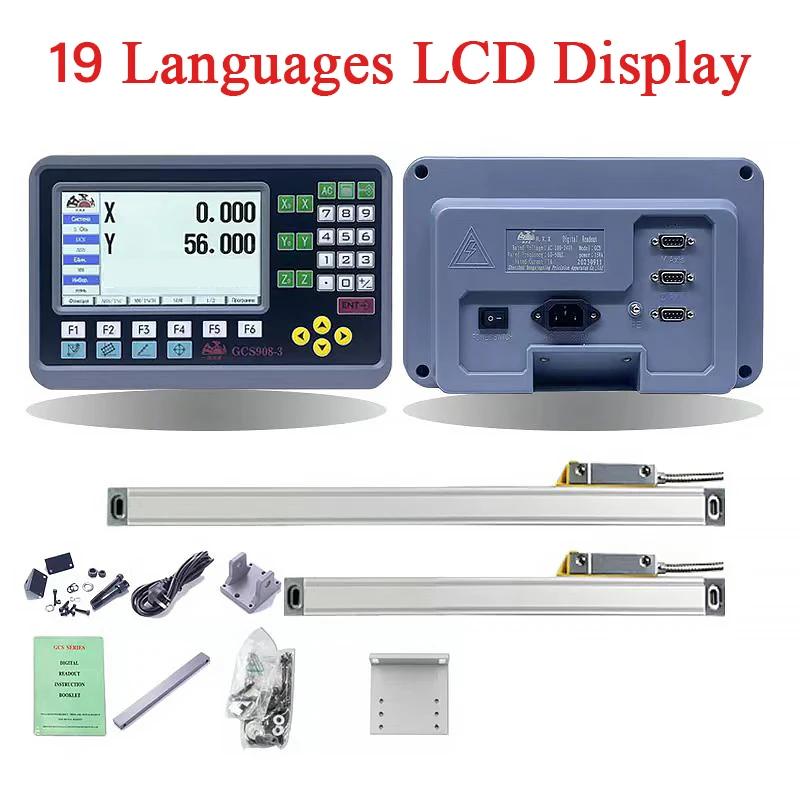 Imagem -02 - Conjunto Dro Lcd de Eixos ou Eixos Lcd Dro Conjunto Leitura Digital Gcs908 19 Idiomas para Fresagem de Torno Cnc e Régua Codificadora de Escala Linear