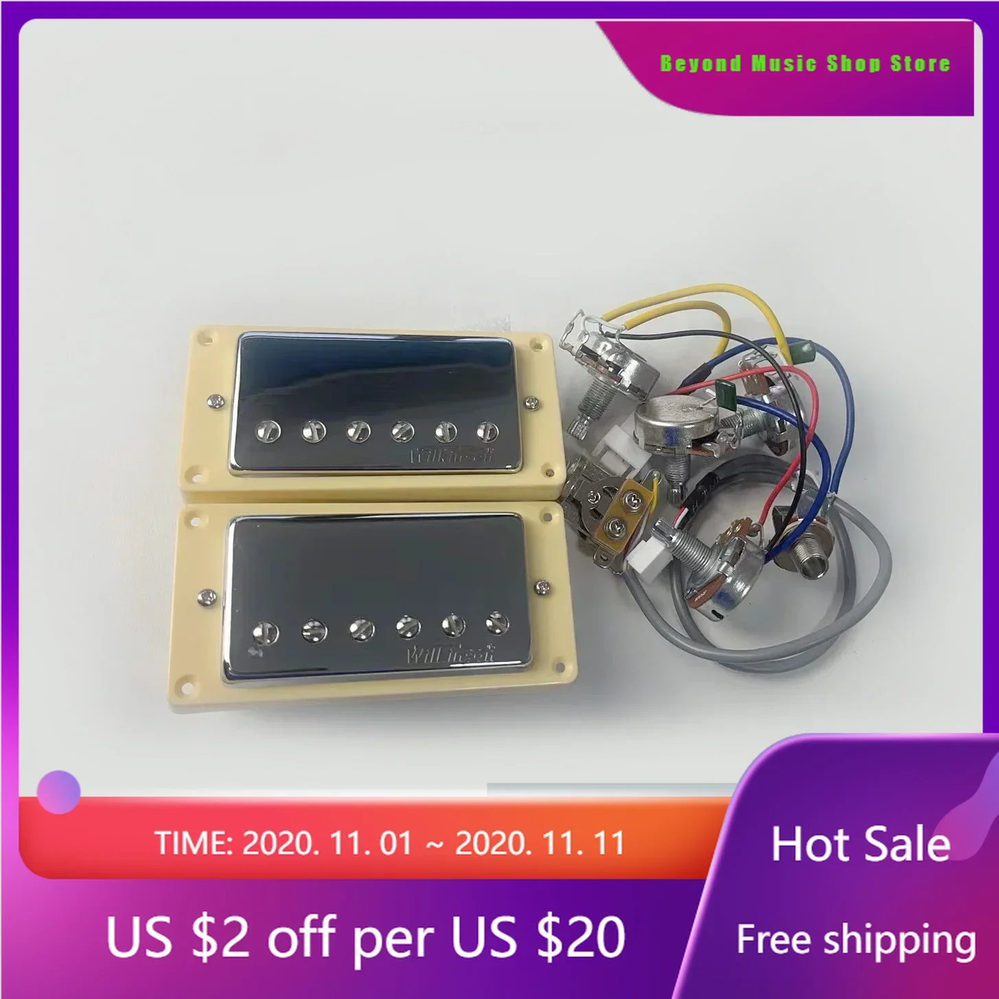 

Beyond Music Shop Store-Wilkinson Ainico5 Humbucker Electric Guitar Pickups 2V2T Wiring Harness Guitar Pickup