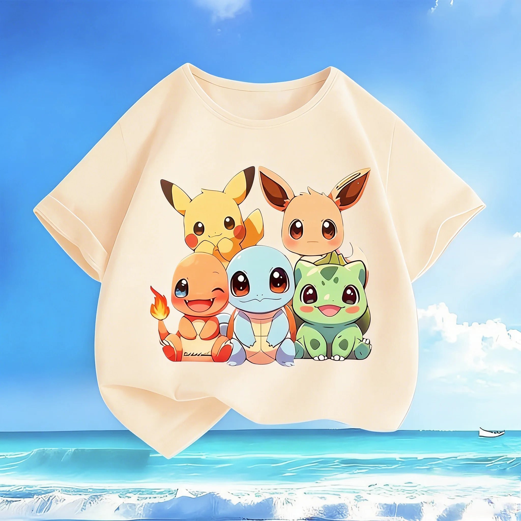 2026 Nieuwe Zomer Hot Sale Pokémon Pikachu Cartoon T-shirt voor jongens en meisjes - Ronde hals Casual Multi-color Unisex Hoogwaardige tops - afbeelding 1