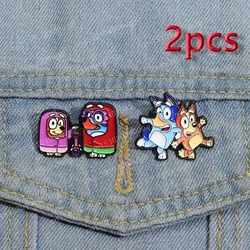 Blueyed Anime Cartoon Broschen Metall Cabochon Bingos Familie Pinback Knopf Tasche Kleidung Denim Jean Anstecknadel Abzeichen Kinder Geschenk