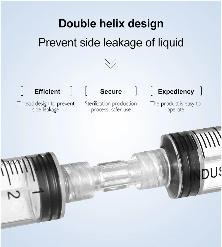 Paquete Individual a prueba de fugas, doble hélice, adaptador de bloqueo Luer estéril médico, acoplador de jeringa, conector hembra transparente