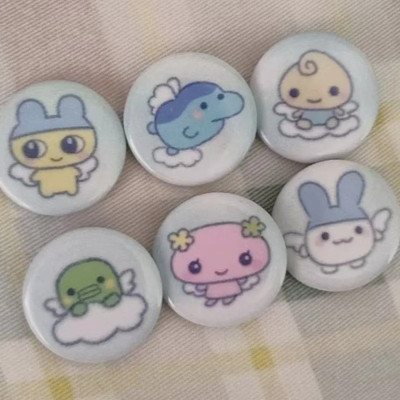 Kawaii Tamagotchi Little Angel Character Mini Button Badges Cute Cartoon Round Lapel Pins Sweet Brooch Accessories Gift view 5