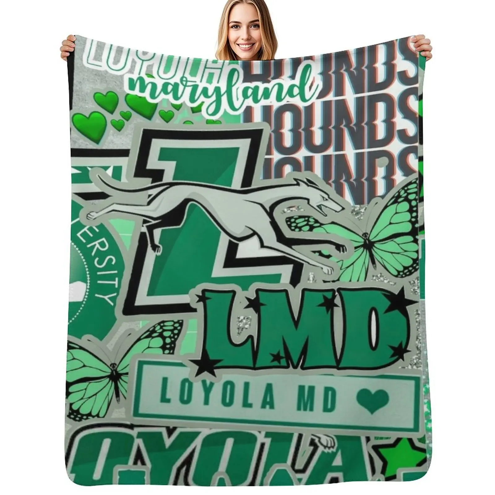 

Loyola University Maryland Collage Throw Blanket Thin Soft Blanket for Summer Night Sleeping