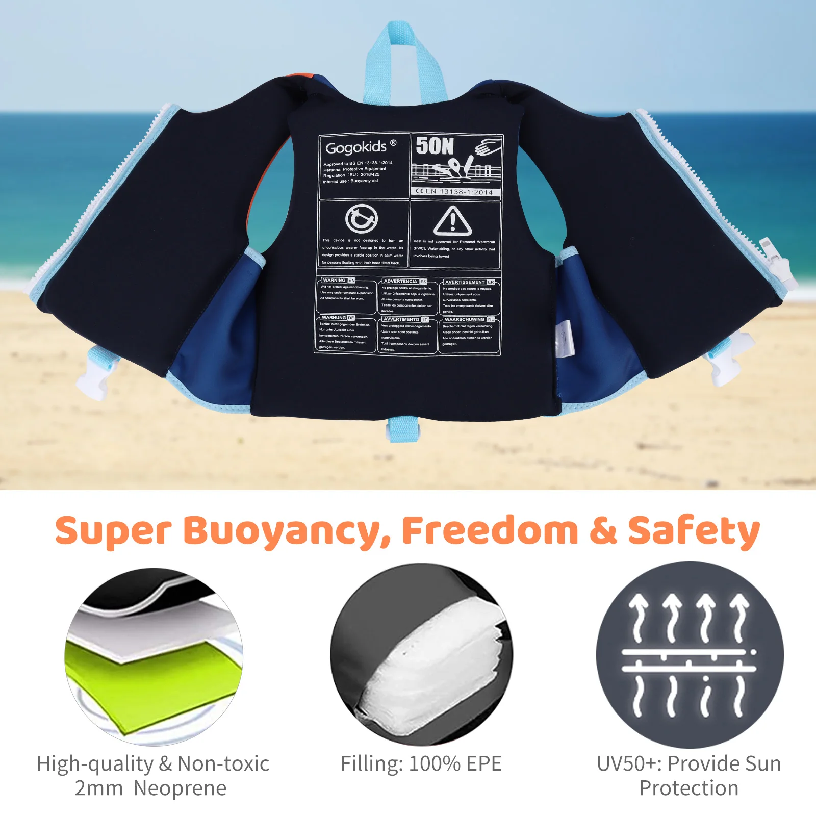 Children Water Sport Life Jacket Baby Swimming Drifting Jacket Buoyancy Kid Learn to Swim Boating Safety Lifeguard Vest