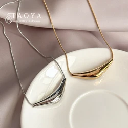 European American Fashion Geometry Inverted Triangle Horn Bag Style Pendant Stainless Steel Necklace Women's Rust free Jewelry