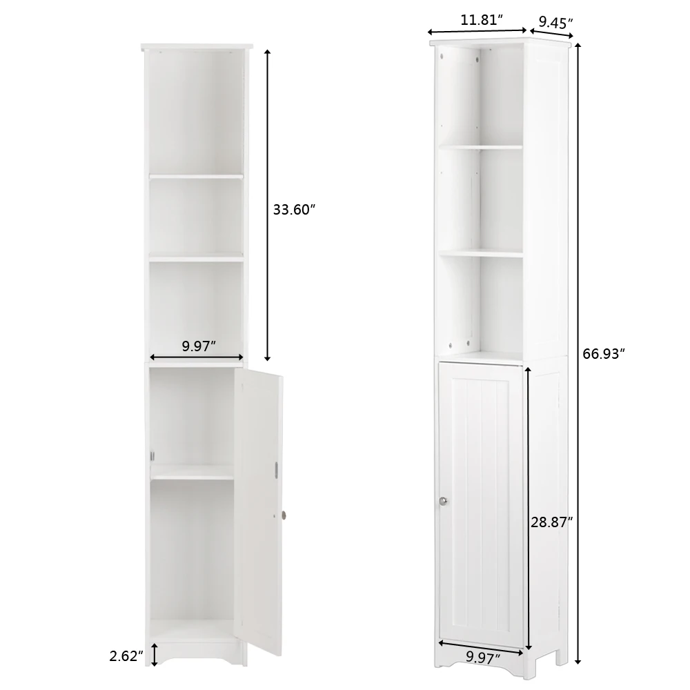 One Door & Three Layers Bathroom Cabinet White