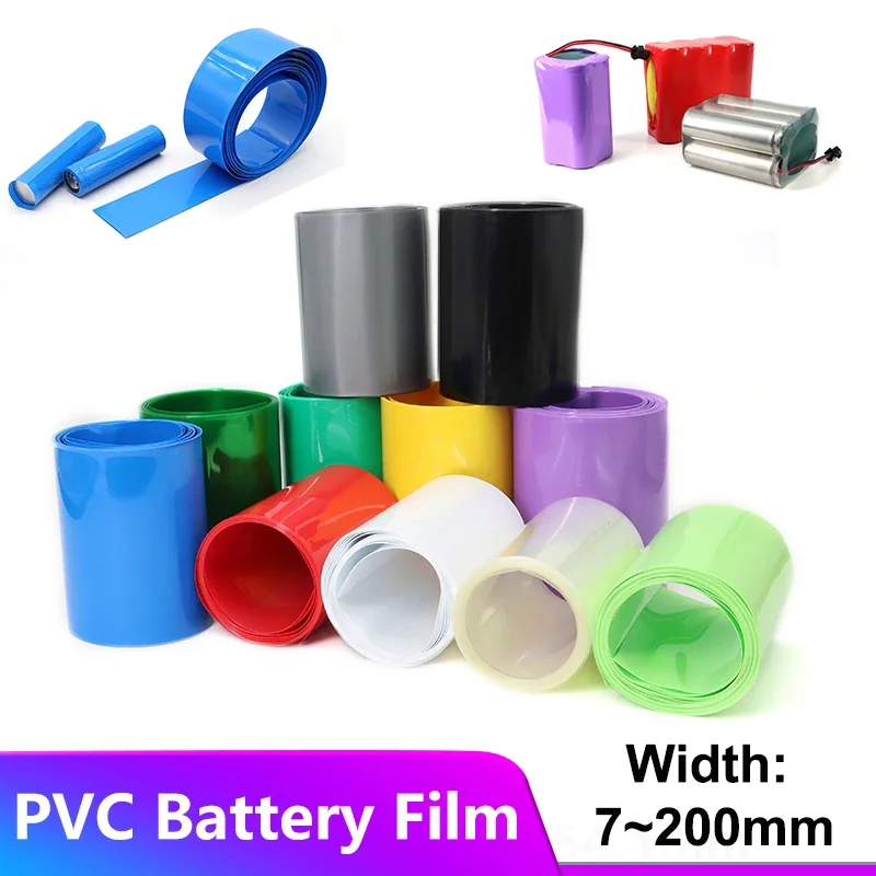 

2M PVC Heat Shrink Tube 18650 Battery Pack Width 7~200mm DIY Lithium Batteries Shrinkable Insulated Film Wrap Protection Case