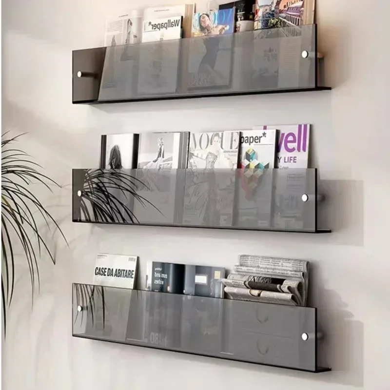 

Children's Acrylic Book Shelves Wall-Mounted Picture Books Storage Creative Magazine Rack Wall Hanging Design Kid-Friendly