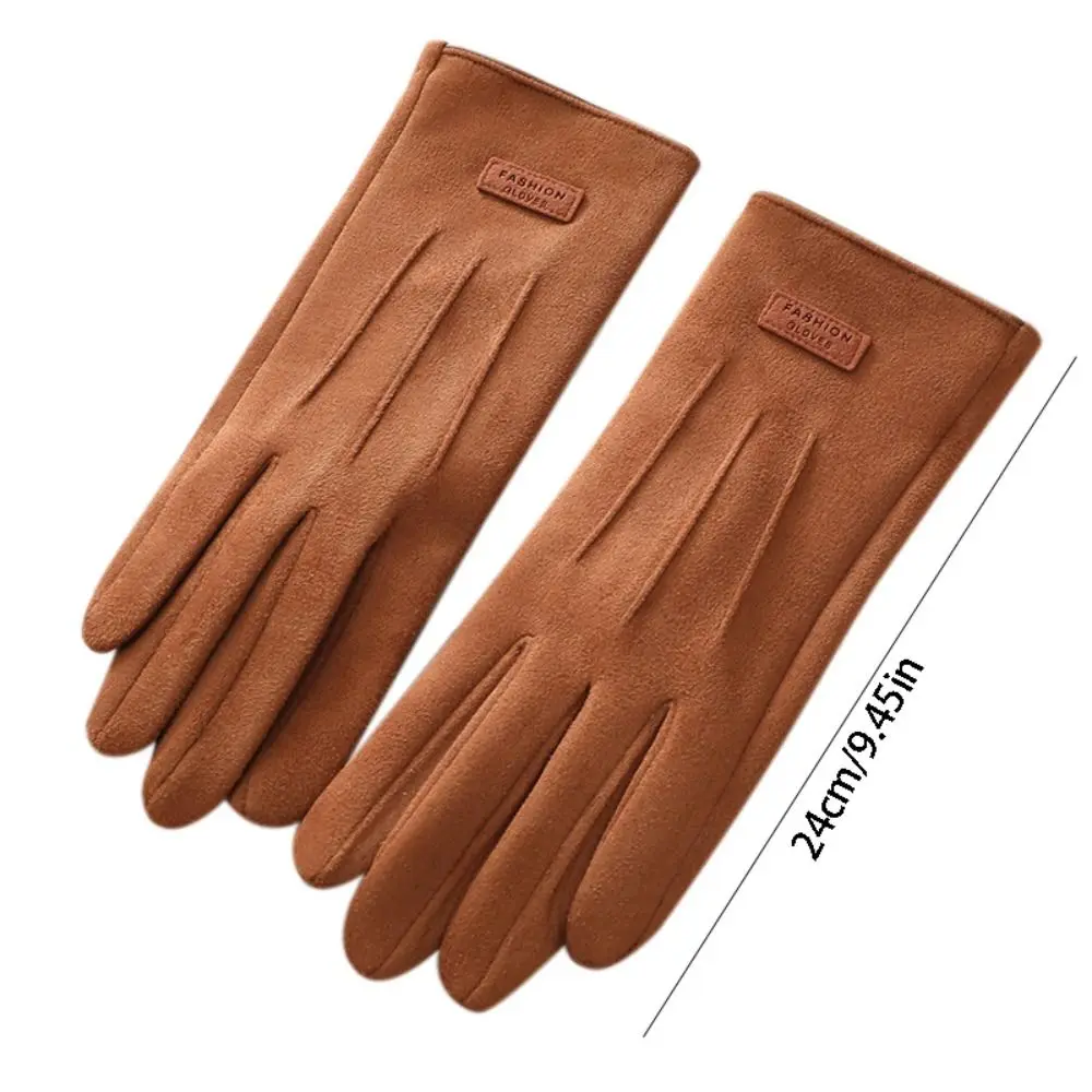 All-Match Velvet Winter Cycling Gloves Soft Thick Women Mittens Solid Color Touch Screen Suede Gloves Autumn