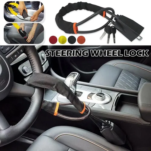 Bloqueo de volante de camión, hebilla Universal para cinturón de seguridad de coche, cuerda de bloqueo, cable de acero trenzado de 5mm de espesor, juego de bloqueo de seguridad antirrobo