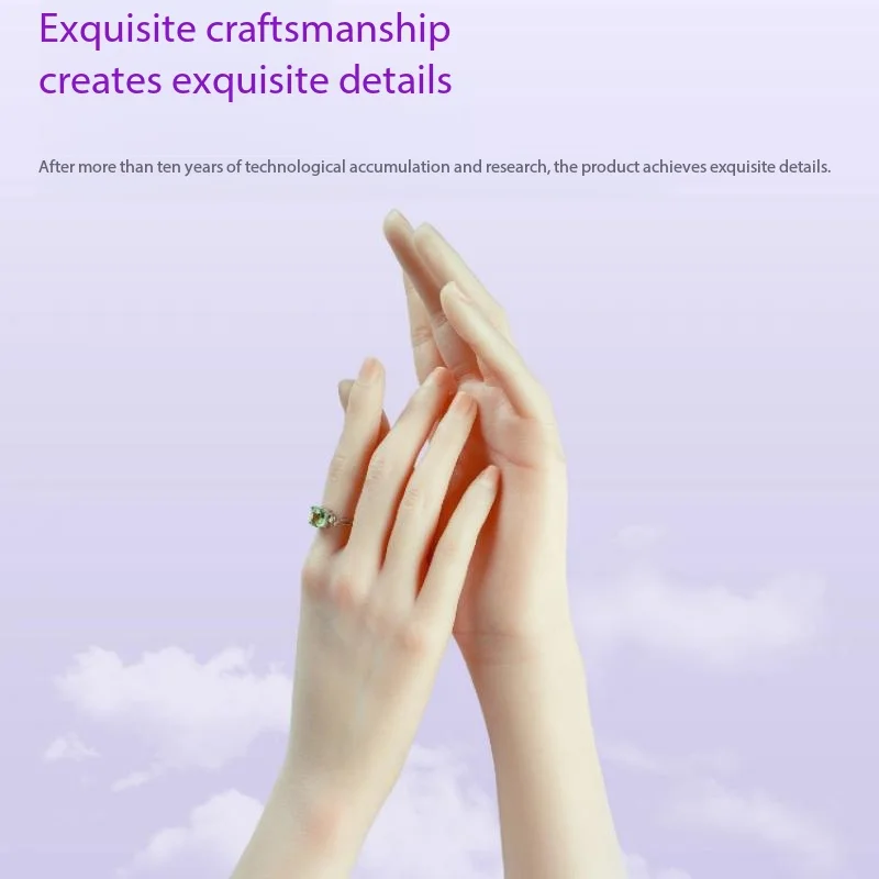 Realistic Female Platinum Silicone Hand Model Jewelry Display Nail Art Practice Props for Live Streaming & Photography BH0130