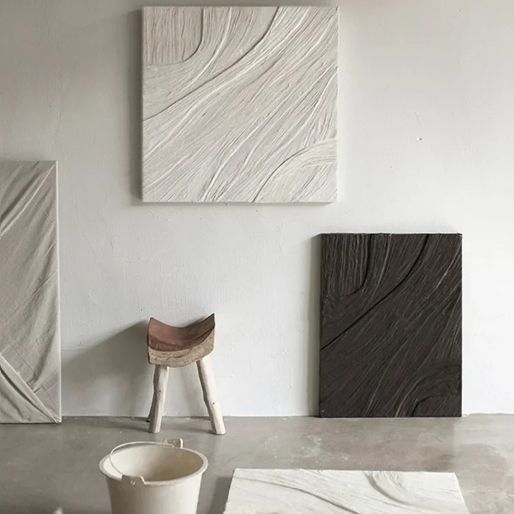 Puro pintado à mão, pintura de textura, vento creme, pintura suspensa, sofá, parede de fundo, abstrato, arte