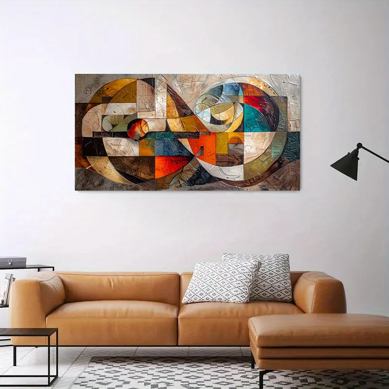 1pc Modern Abstract Wall Art Canvas Unframed, Colorful Geometric & Circular Design Decor Living Room Artwork Wall Decor