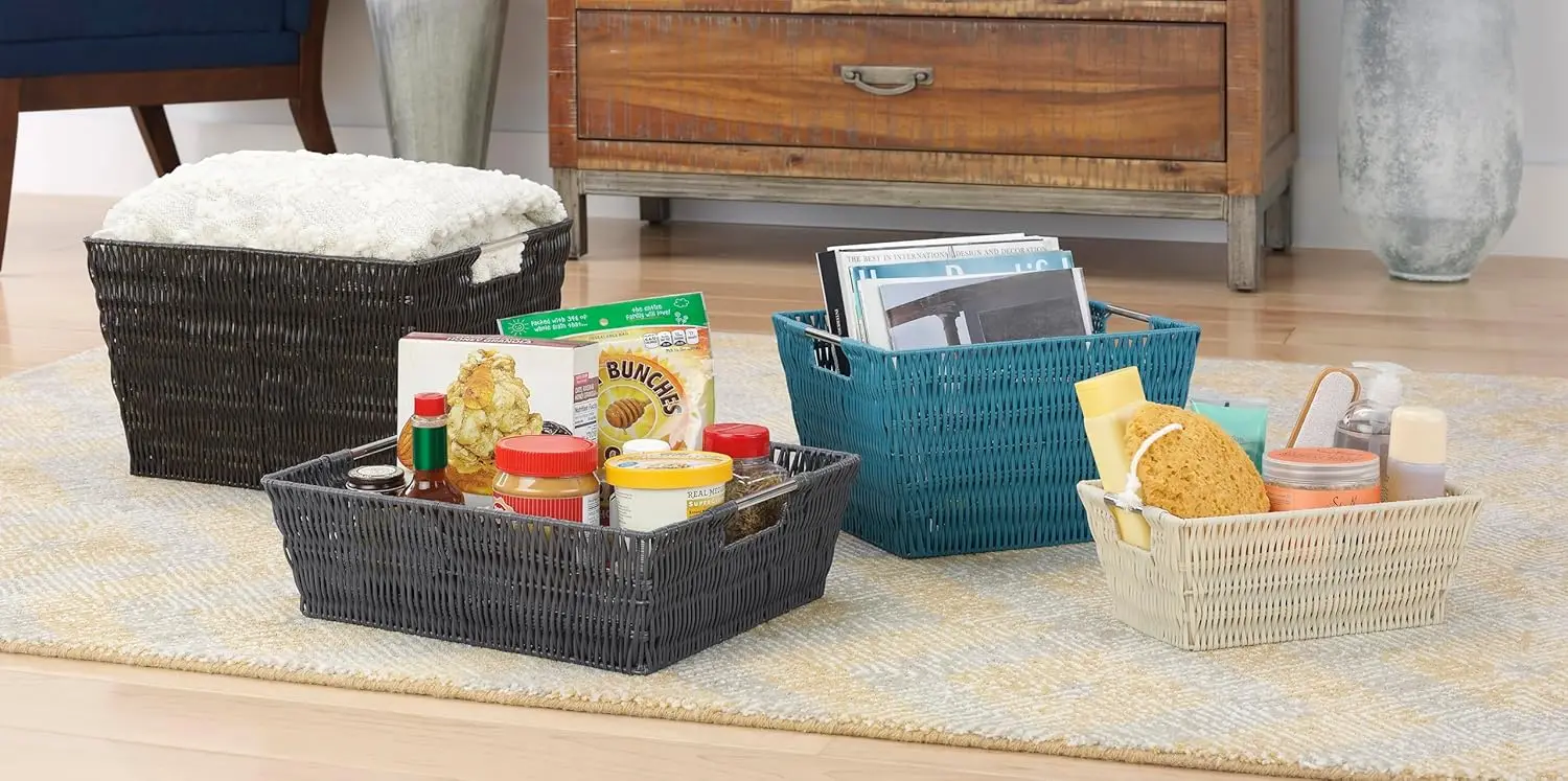 Large Wicker Storage Baskets for Home Organization, Latte Color, Durable and Stylish