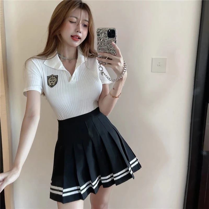 Girls Spring Autumn Summer JK Uniform Skirt Navy Black Pink White Daily Women's High Waist Pleated Skirt Slim Preppy Style XXXL