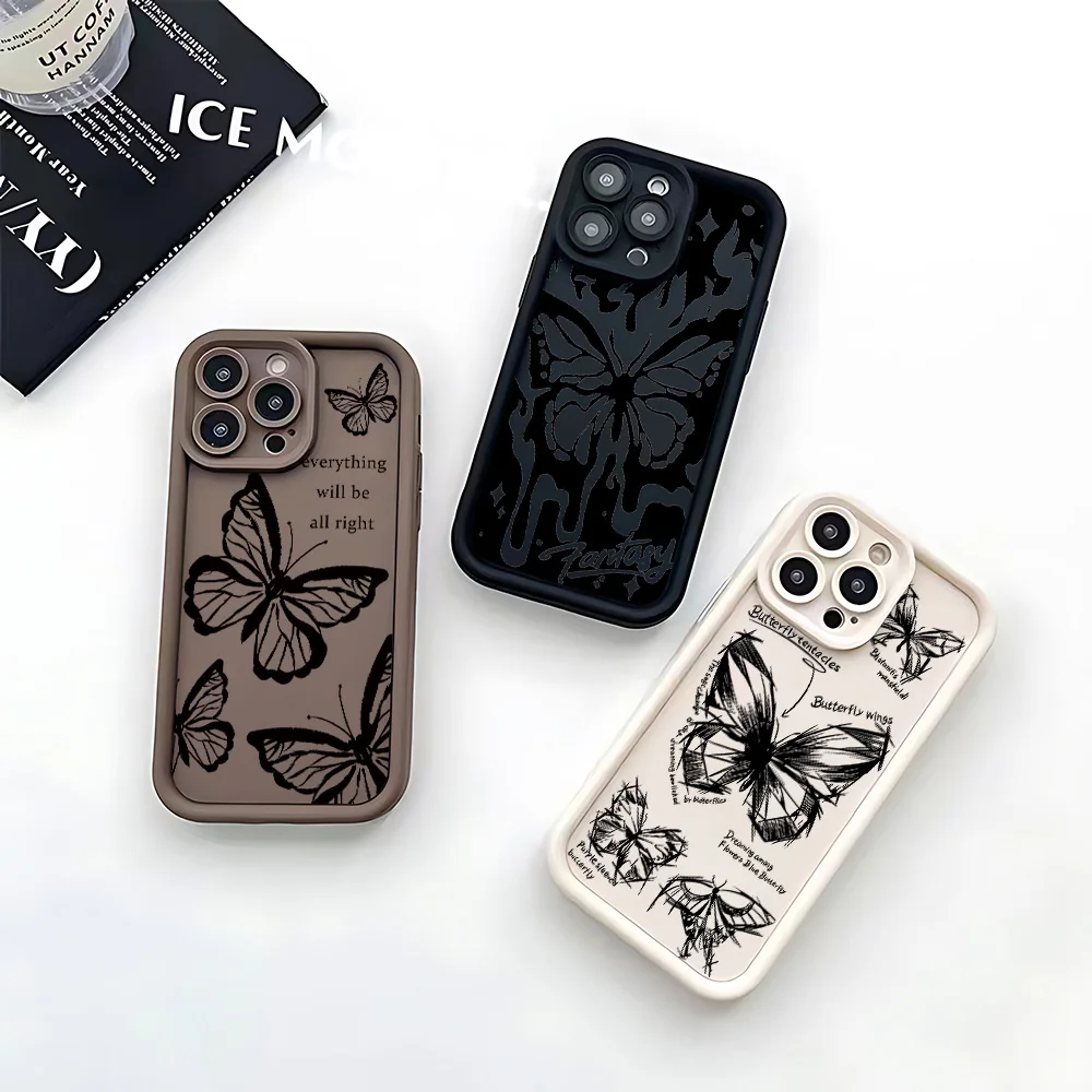 Cover Phone Case For Cute Black White Butterfly Lines Samsung A03 A04 A05S A10S A11 A12 A20S A21S A13 A14 A54 A34 A53 A33