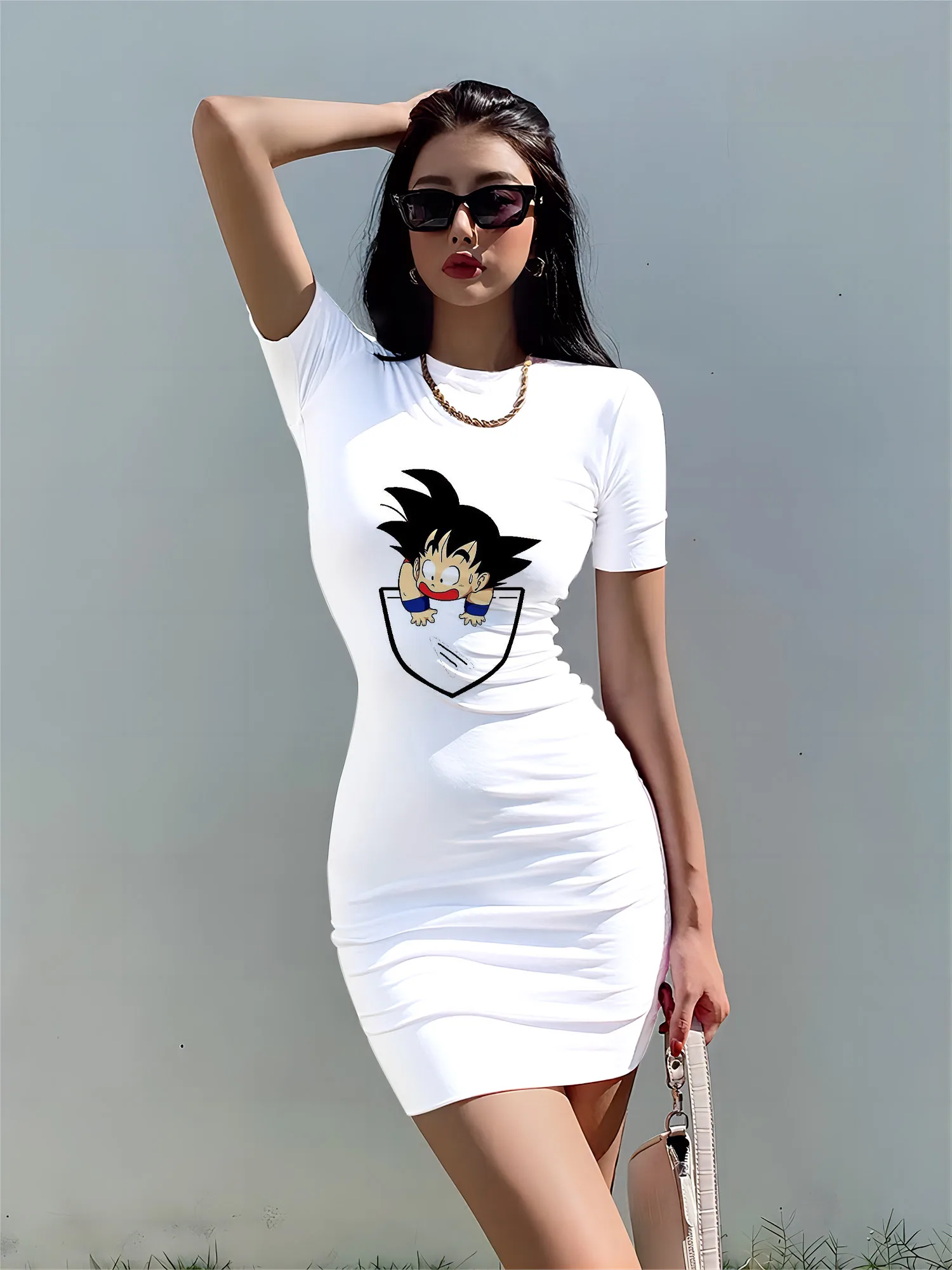 Cartoon Sexy Goku Vegeta Elegant Dresses for Women Dragon Ball Z Fashion New Y2k Dress Zevity Woman Summer 2024 Sensual Bodycon