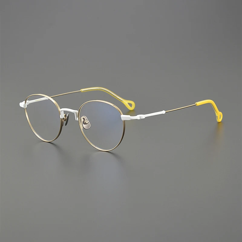 Niche two-color ultralight titanium glasses frame fashion literary commuter retro oval classic trend prescription myopia glasses