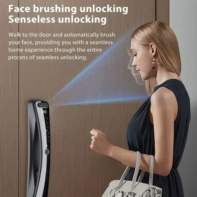 Tuya 3D Structure Light Face Recognition App Control Smart Door Lock for Entry Door Main Gate