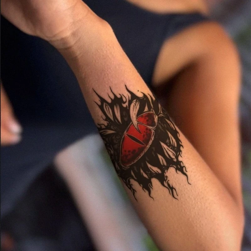 Demon Eye Tattoo Sticker for Woman Man Art Fake Tattoo Waterproof Temporary Tattoos Gothic Red Devil Eyes Fake Tattoo Sticker