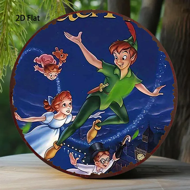 1 pieza Disney redondo de aluminio arte Peter Pan y el diseño de personajes clásicos de los niños perdidos, colores vibrantes, 20,32 cm x 20,32 cm Easy Wal