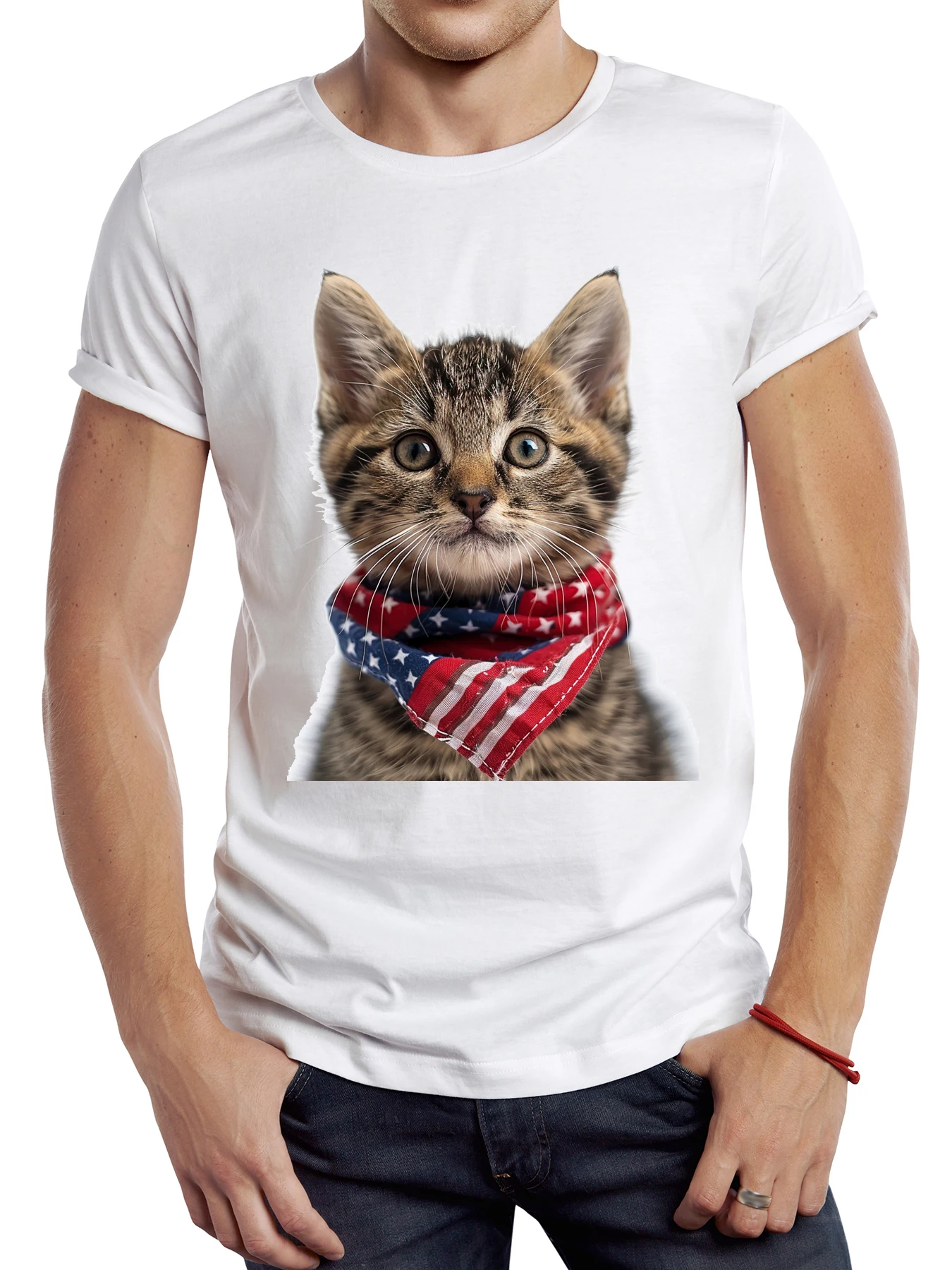 

FPACE Novelty American Cat Men T-Shirt 3D Cute Cat Printed T shirt Vintage Animal Cats Tops Hipster Tee