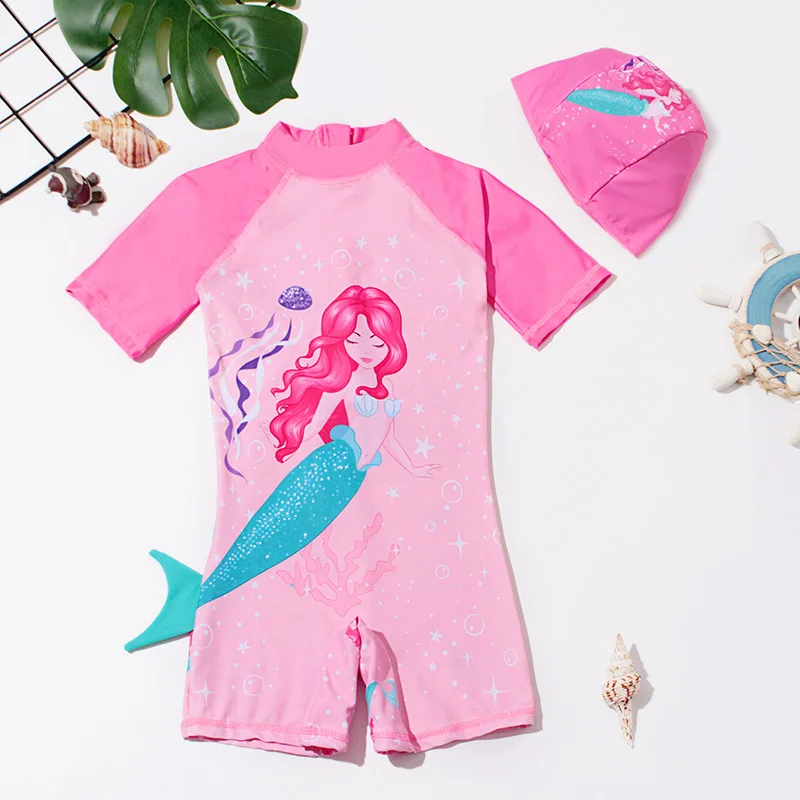 Bañador de unicornio de sirena para niño y niña, traje de baño de una pieza con estampado de dinosaurio de dibujos animados, secado rápido, novedad