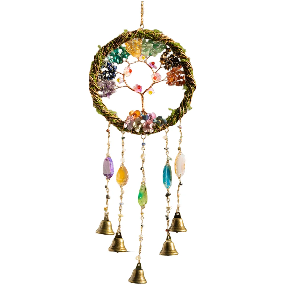 Handmade Jade Branch Wind Chime Stone Hanging Ornament For Home Office Garden Decoration Positive Energy Wall Decor