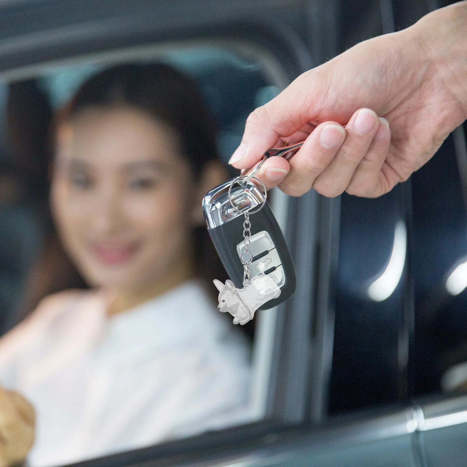 

Dog Hair Collector Keychain Plastic Corgi Shaped Storage Jar Portable Pet Hair Keepsake Keyring Memorial Bottle for Backpack