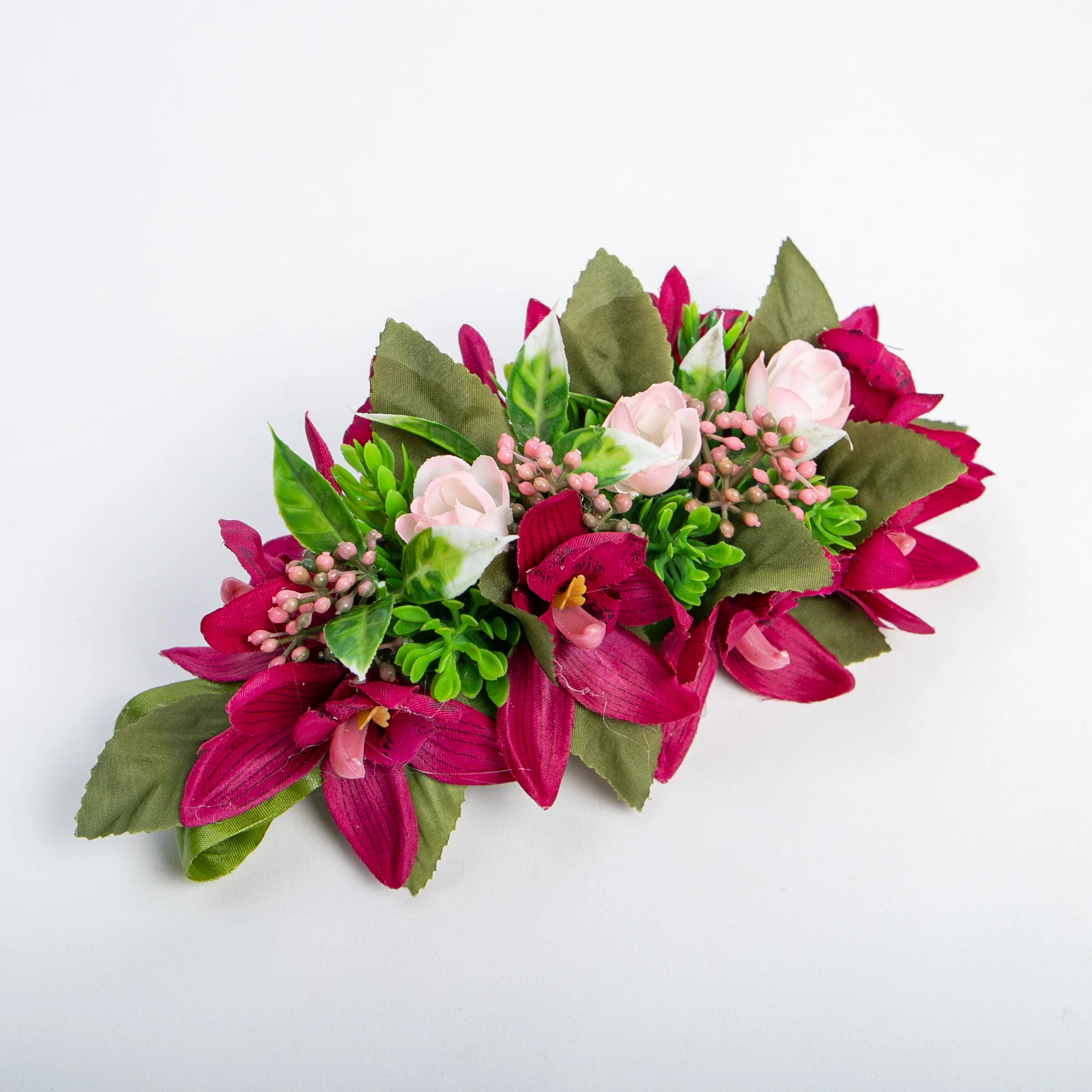 Artificial Silk Rose With Orchid Hairclip Festival Decorative Hairpin Women Hawaii Flower Hair Clip for Hula Dance Girl Party