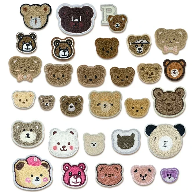 

30 Towel Embroidered Bear Patches Animal Cute Cartoon Patches for Clothing Appliques Embroidery Supplies Sew on Patch Parches